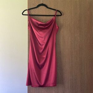 Beautiful, satin, mini red dress